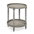Table d'appoint ronde en bois avec pieds tournés et étagère inférieure