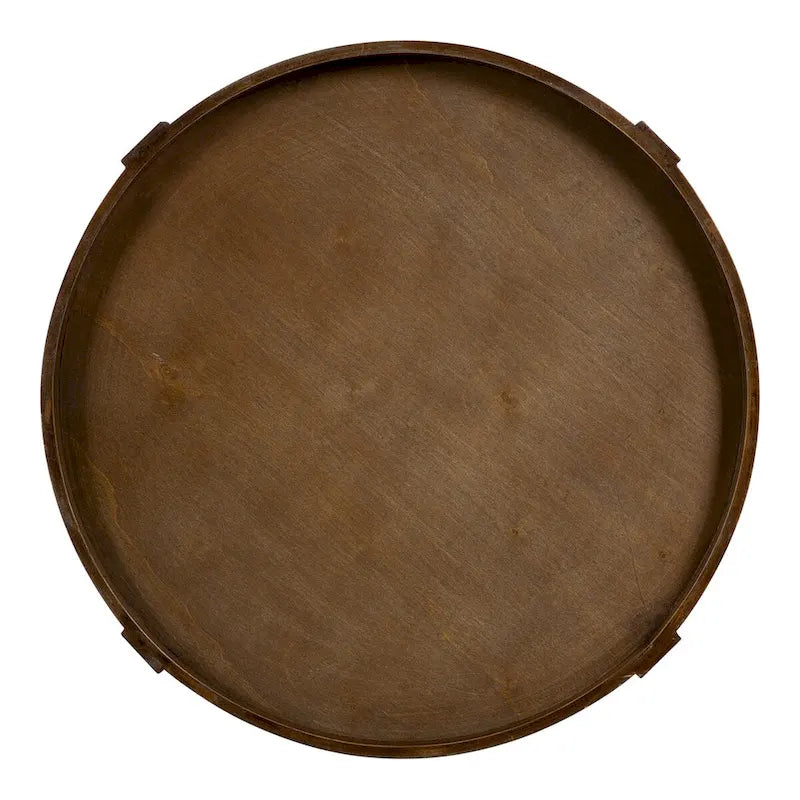 Table d'appoint ronde en bois avec pieds tournés et étagère inférieure