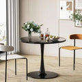 Table à manger ronde style Mid-Century Modern avec plateau en MDF et pied central en acier