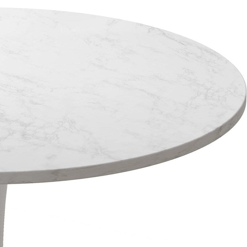 Table à manger ronde style Mid-Century Modern avec plateau en MDF et pied central en acier