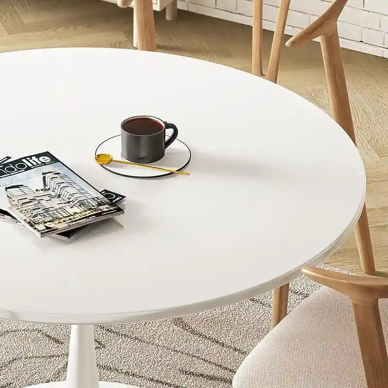 Table à manger ronde style Mid-Century Modern avec plateau en MDF et pied central en acier