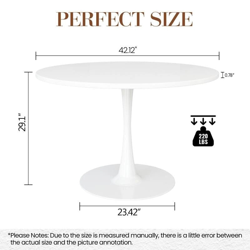 Table à manger ronde style Mid-Century Modern avec plateau en MDF et pied central en acier