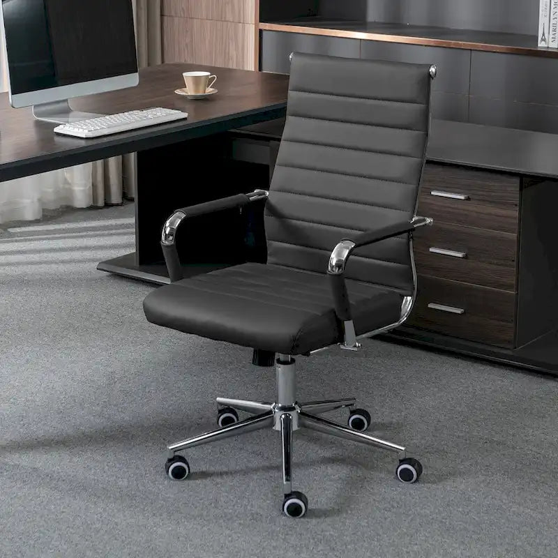 Chaise de bureau ergonomique en cuir PU, réglable en hauteur et pivotante