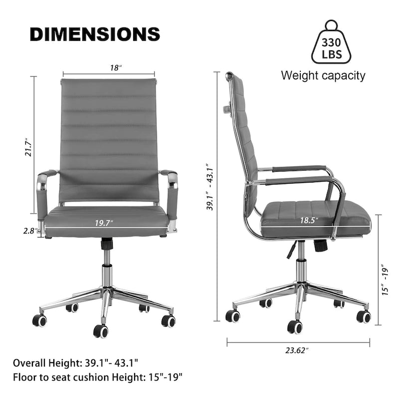 Chaise de bureau ergonomique en cuir PU, réglable en hauteur et pivotante