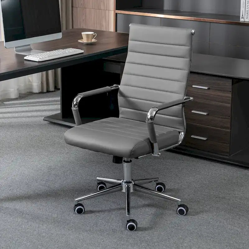 Chaise de bureau ergonomique en cuir PU, réglable en hauteur et pivotante