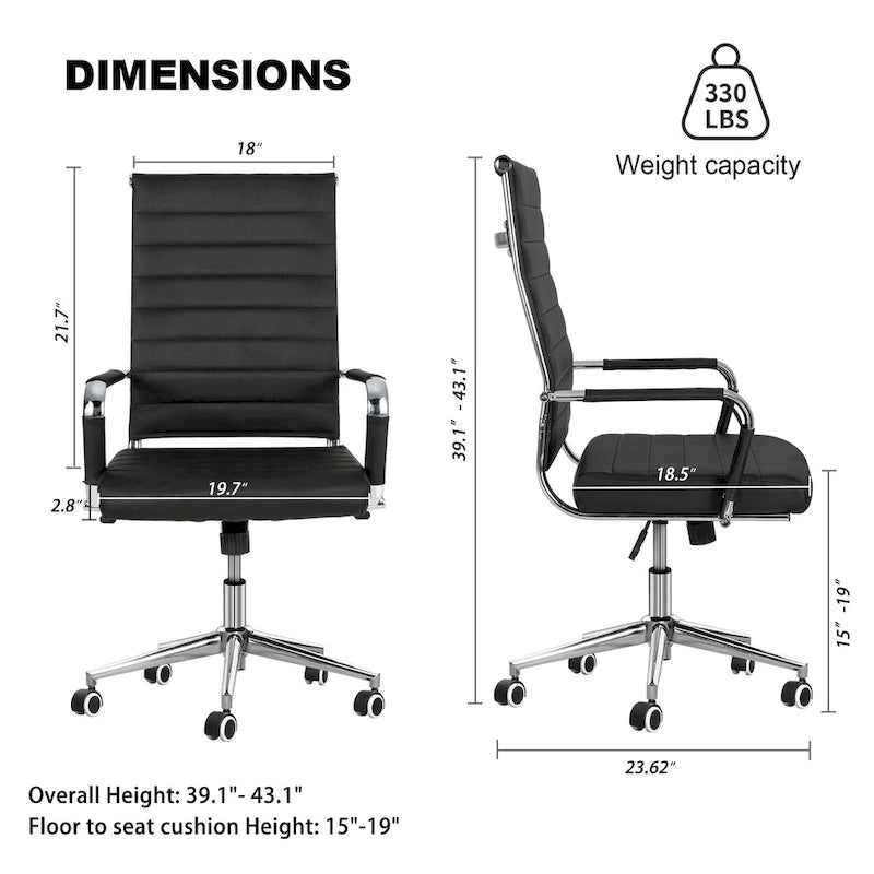 Chaise de bureau ergonomique en cuir PU, réglable en hauteur et pivotante