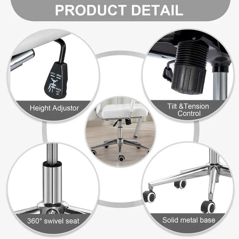 Chaise de bureau ergonomique en cuir PU, réglable en hauteur et pivotante