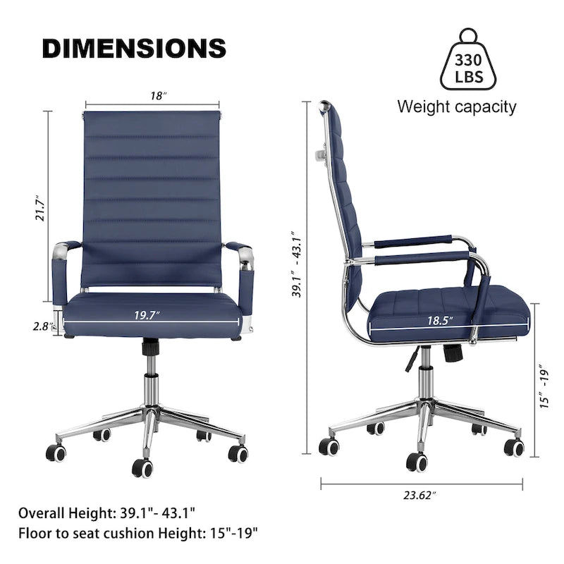 Chaise de bureau ergonomique en cuir PU, réglable en hauteur et pivotante