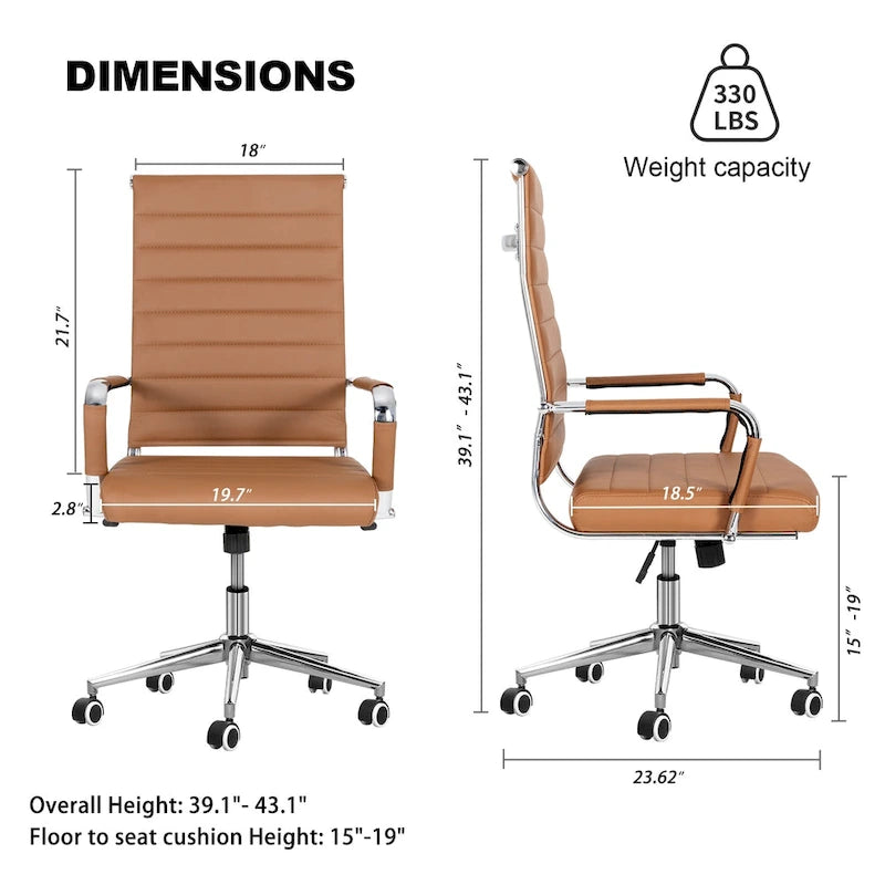 Chaise de bureau ergonomique en cuir PU, réglable en hauteur et pivotante