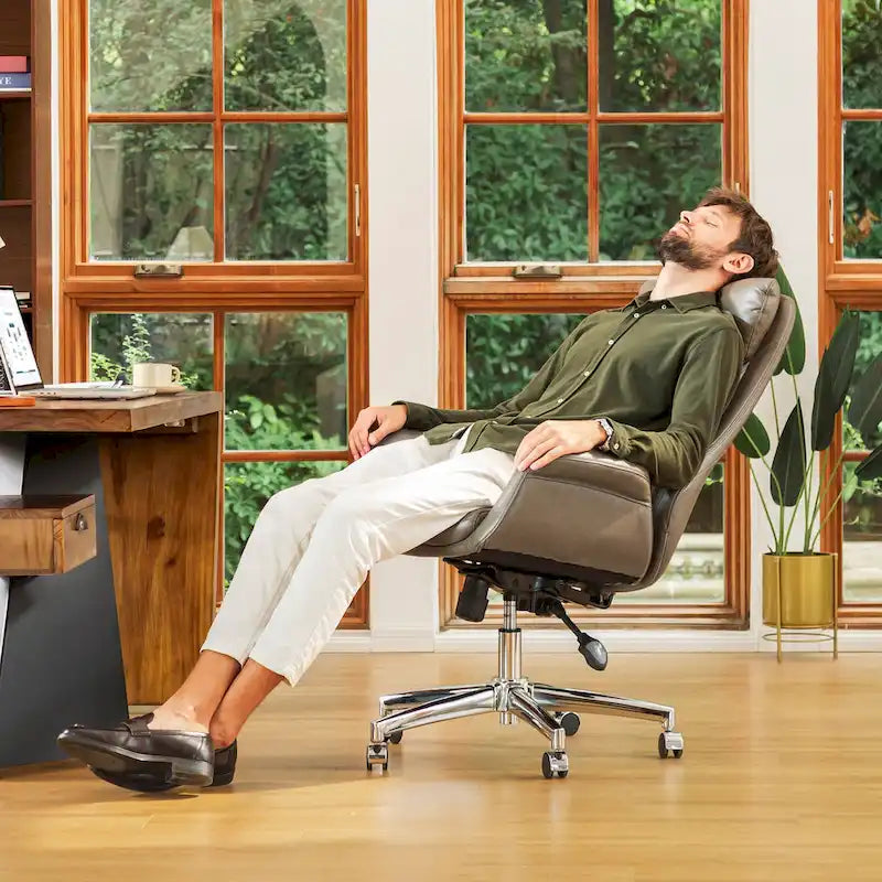 Fauteuil de bureau de direction moderne en similicuir à dossier haut et réglable avec pivotement