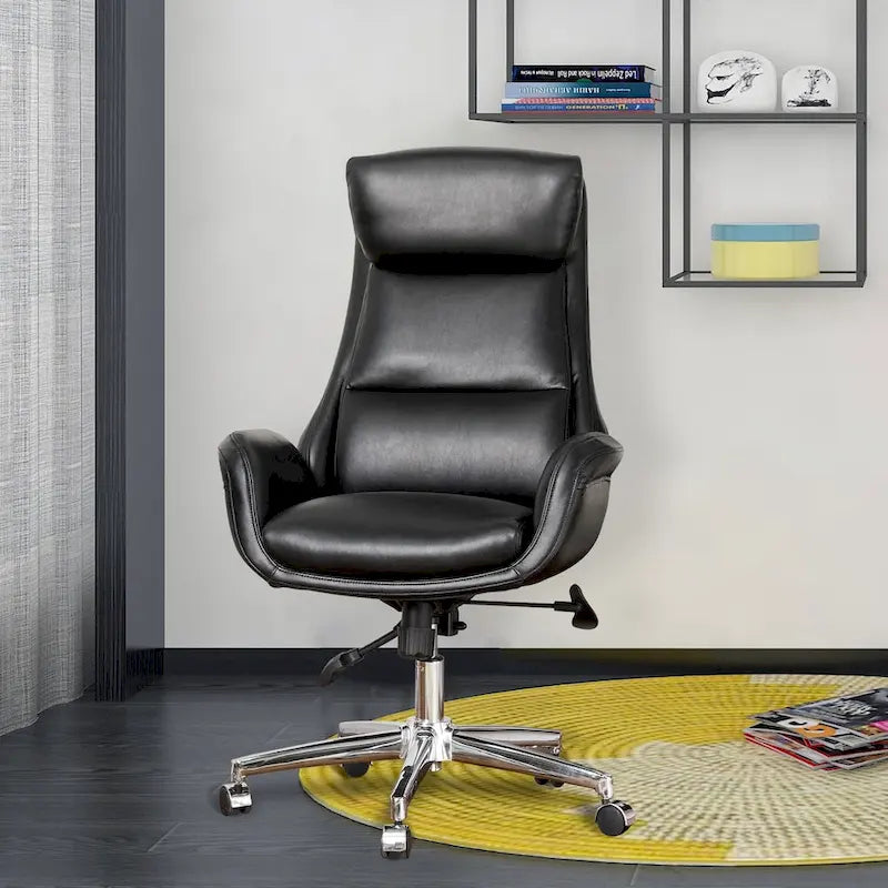 Fauteuil de bureau de direction moderne en similicuir à dossier haut et réglable avec pivotement
