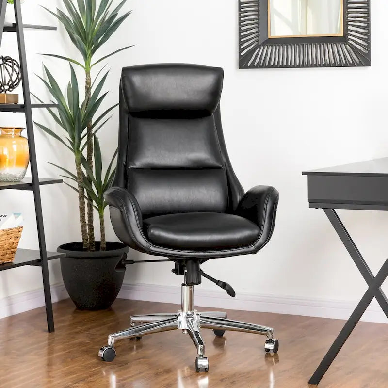 Fauteuil de bureau de direction moderne en similicuir à dossier haut et réglable avec pivotement