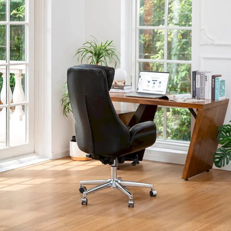 Fauteuil de bureau de direction moderne en similicuir à dossier haut et réglable avec pivotement