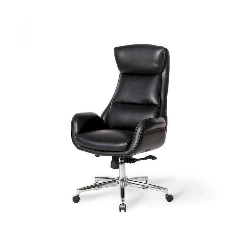 Fauteuil de bureau de direction moderne en similicuir à dossier haut et réglable avec pivotement