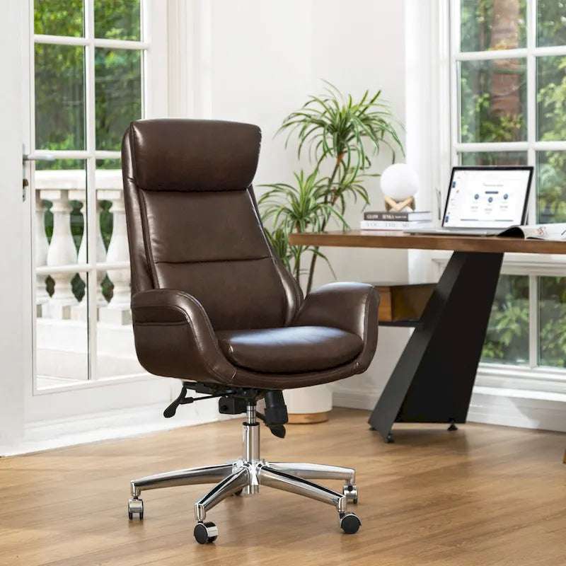 Fauteuil de bureau de direction moderne en similicuir à dossier haut et réglable avec pivotement