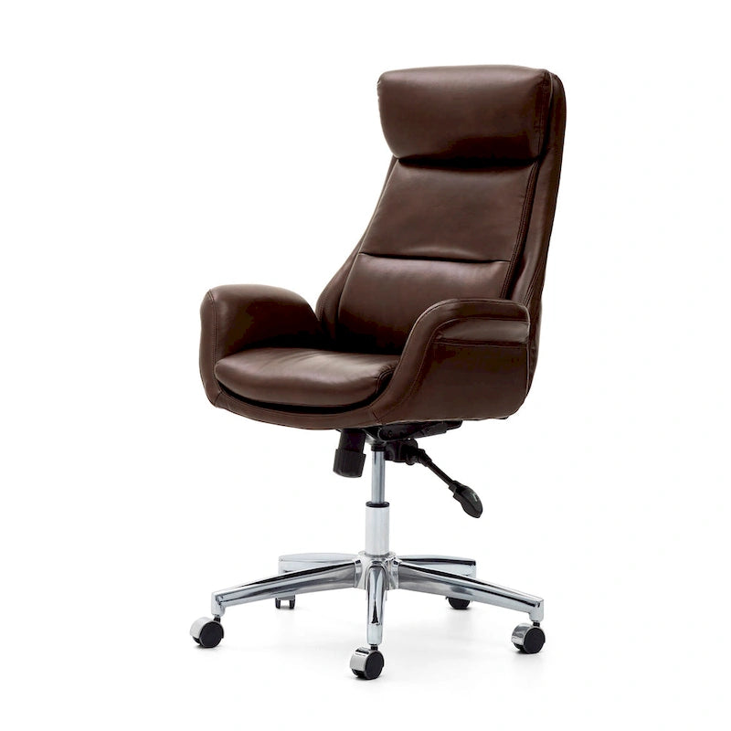 Fauteuil de bureau de direction moderne en similicuir à dossier haut et réglable avec pivotement