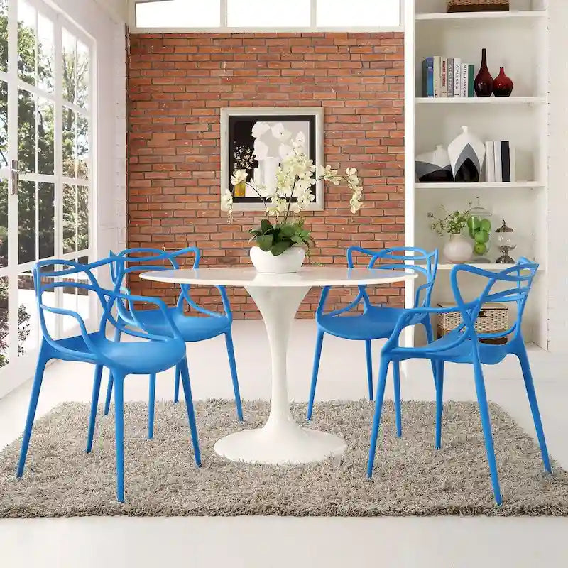 Fauteuil de salle à manger en polypropylène enchevêtré avec embouts de pieds Style moderne