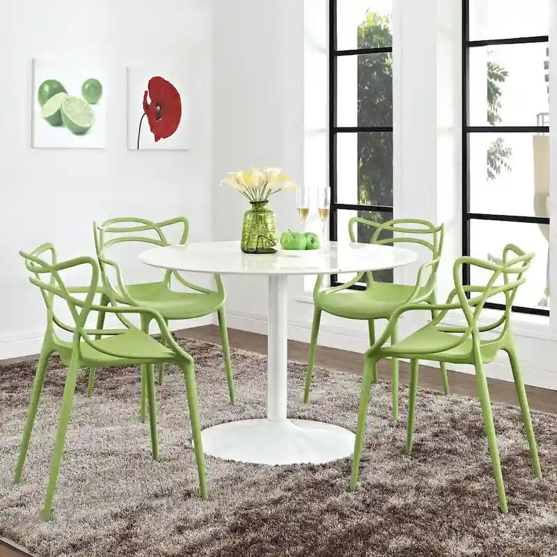 Fauteuil de salle à manger en polypropylène enchevêtré avec embouts de pieds Style moderne