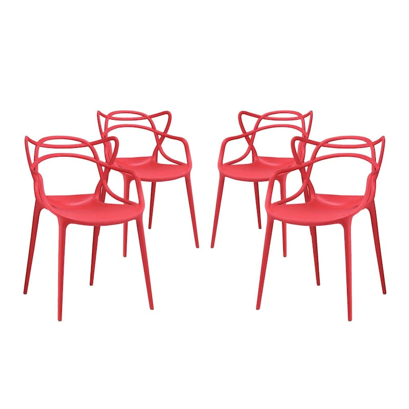 Fauteuil de salle à manger en polypropylène enchevêtré avec embouts de pieds Style moderne