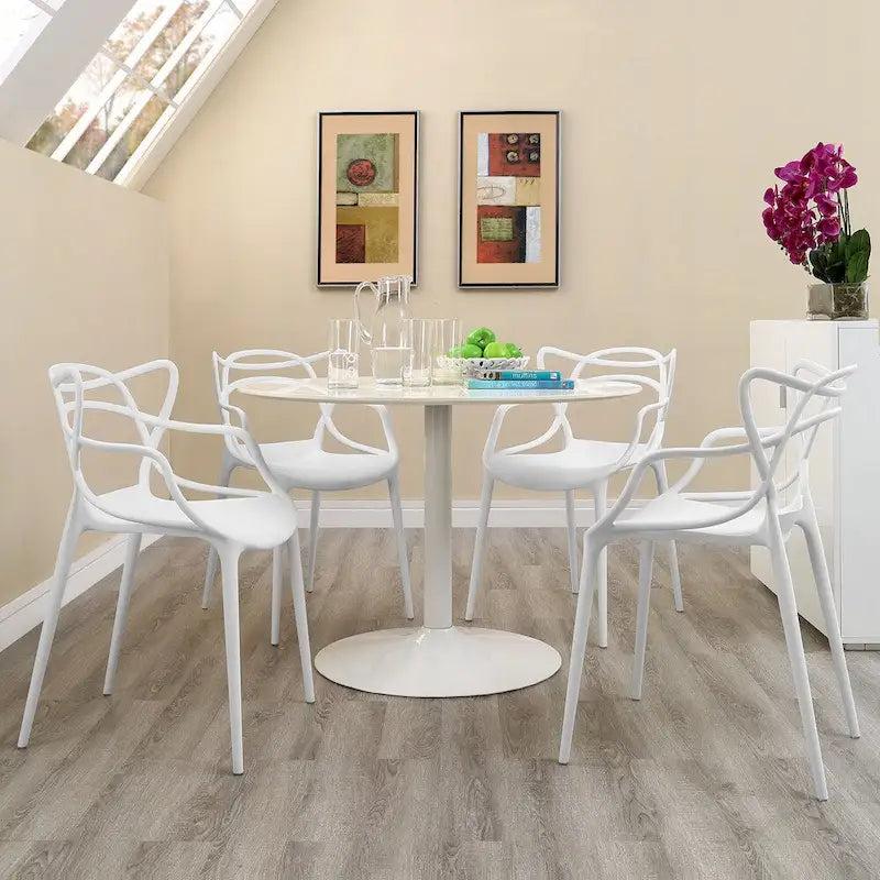 Fauteuil de salle à manger en polypropylène enchevêtré avec embouts de pieds Style moderne