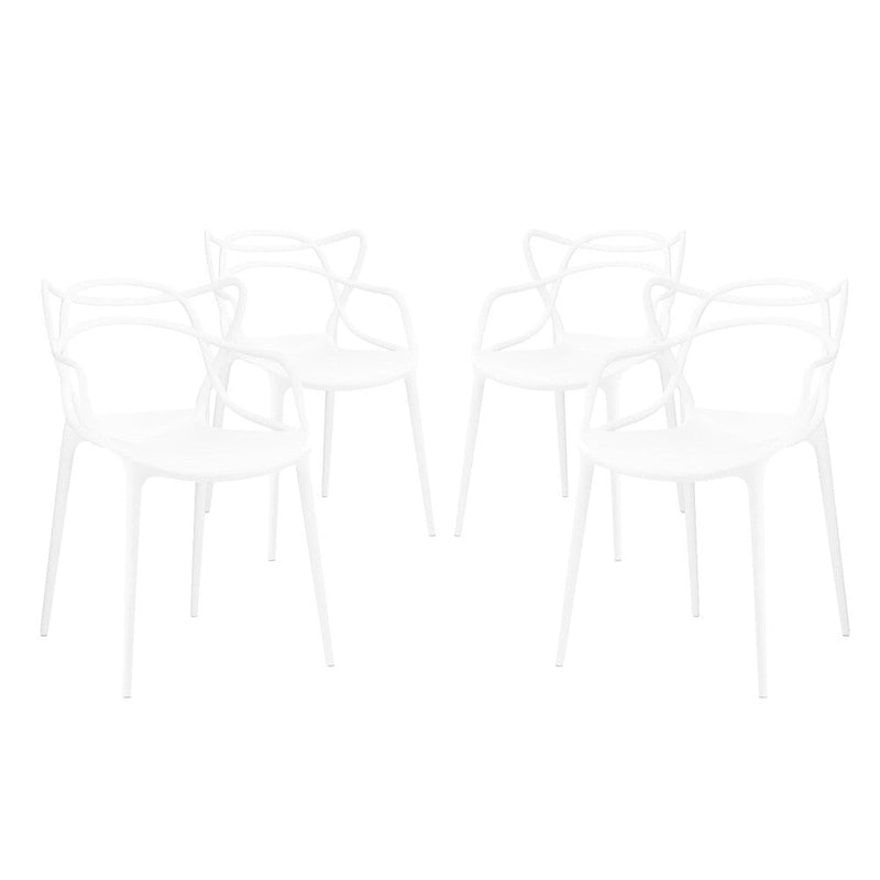 Fauteuil de salle à manger en polypropylène enchevêtré avec embouts de pieds Style moderne