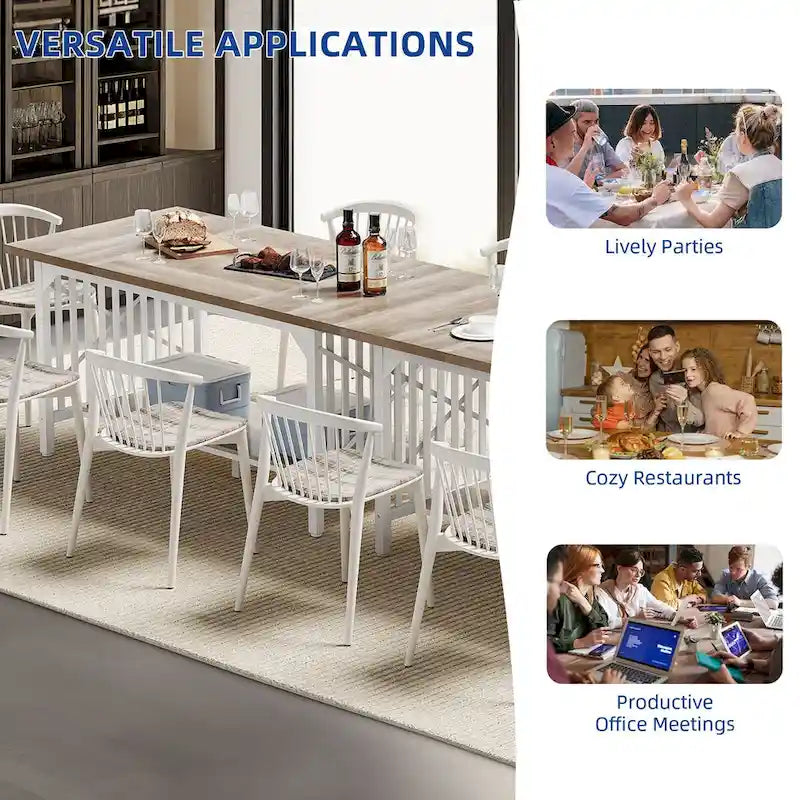 Grande table de salle à manger de cuisine de 70 pouces pour 6 à 8 personnes de style ferme industriel avec étagère de rangement