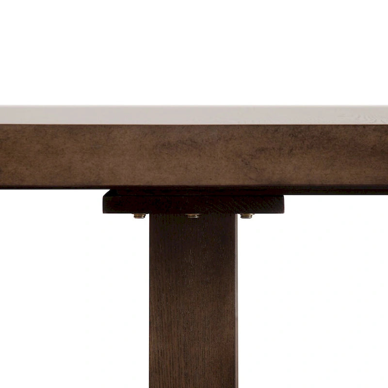 Table à manger extensible en bois massif moderne avec piètement tréteau Noyer