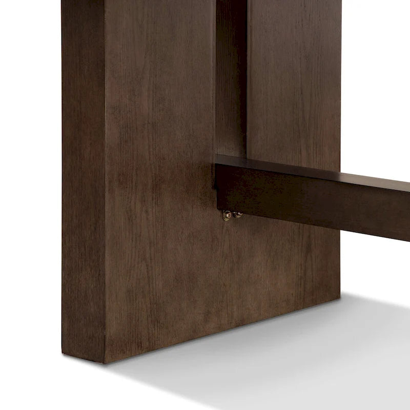 Table à manger extensible en bois massif moderne avec piètement tréteau Noyer