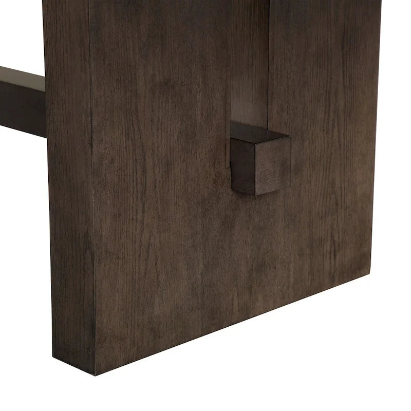 Table à manger extensible en bois massif moderne avec piètement tréteau Noyer